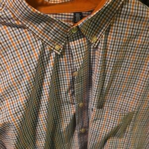 Izod Men's Plaid Shirt - Blue and Orange